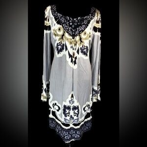 Hale Bob Gray and Black Patterned Dress